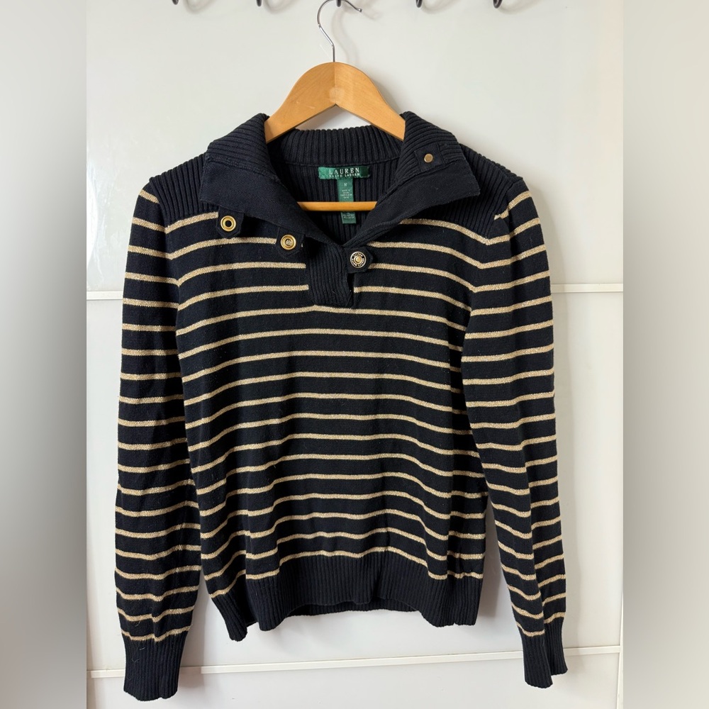 Ralph Lauren cowl neck Sweater Buttoned  Shirt Top Size M.